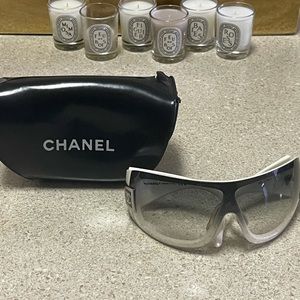 Chanel Vintage Shield Black and White Sunglasses